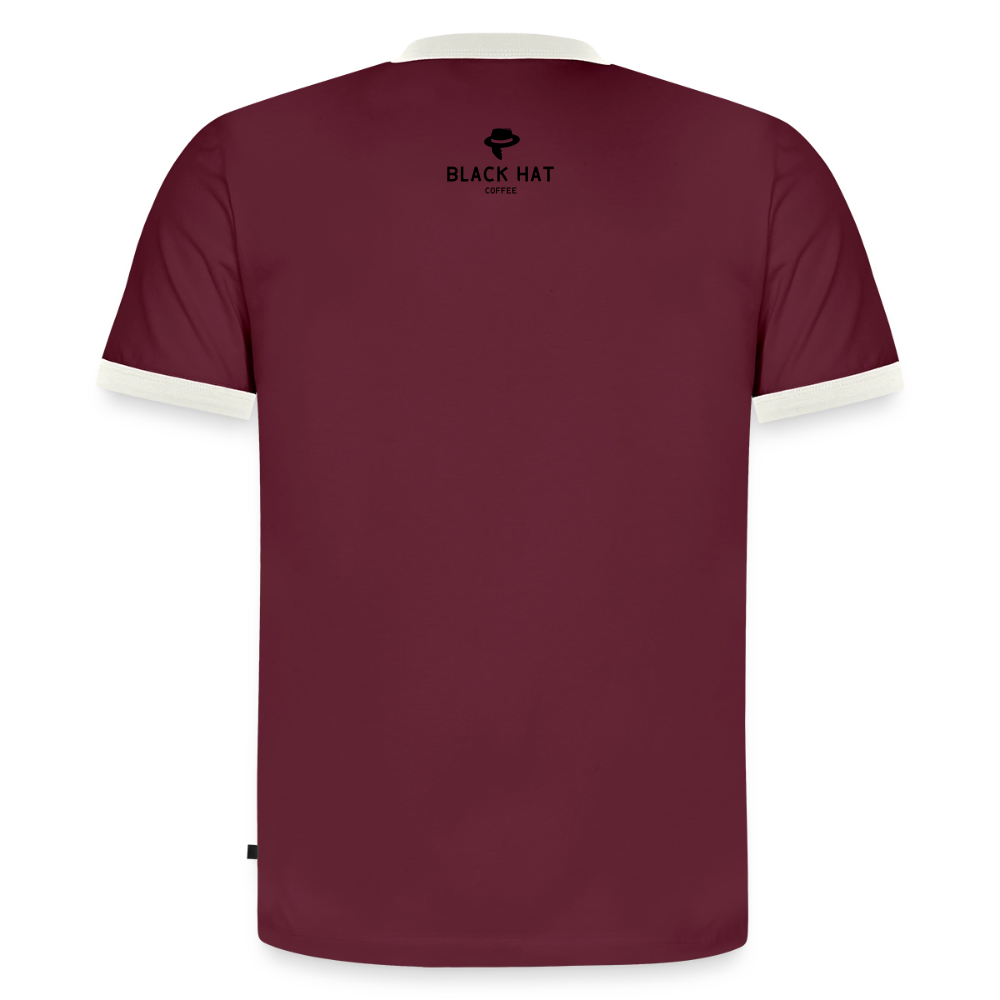 Berlin V2 Slim Fit Männer Organic Contrast T-Shirt - Burgunderrot/Off-White