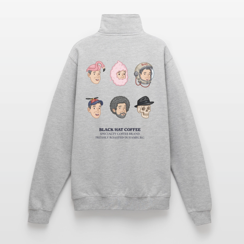 Many Faces Quarter-Zip-Sweatshirt - Grau meliert