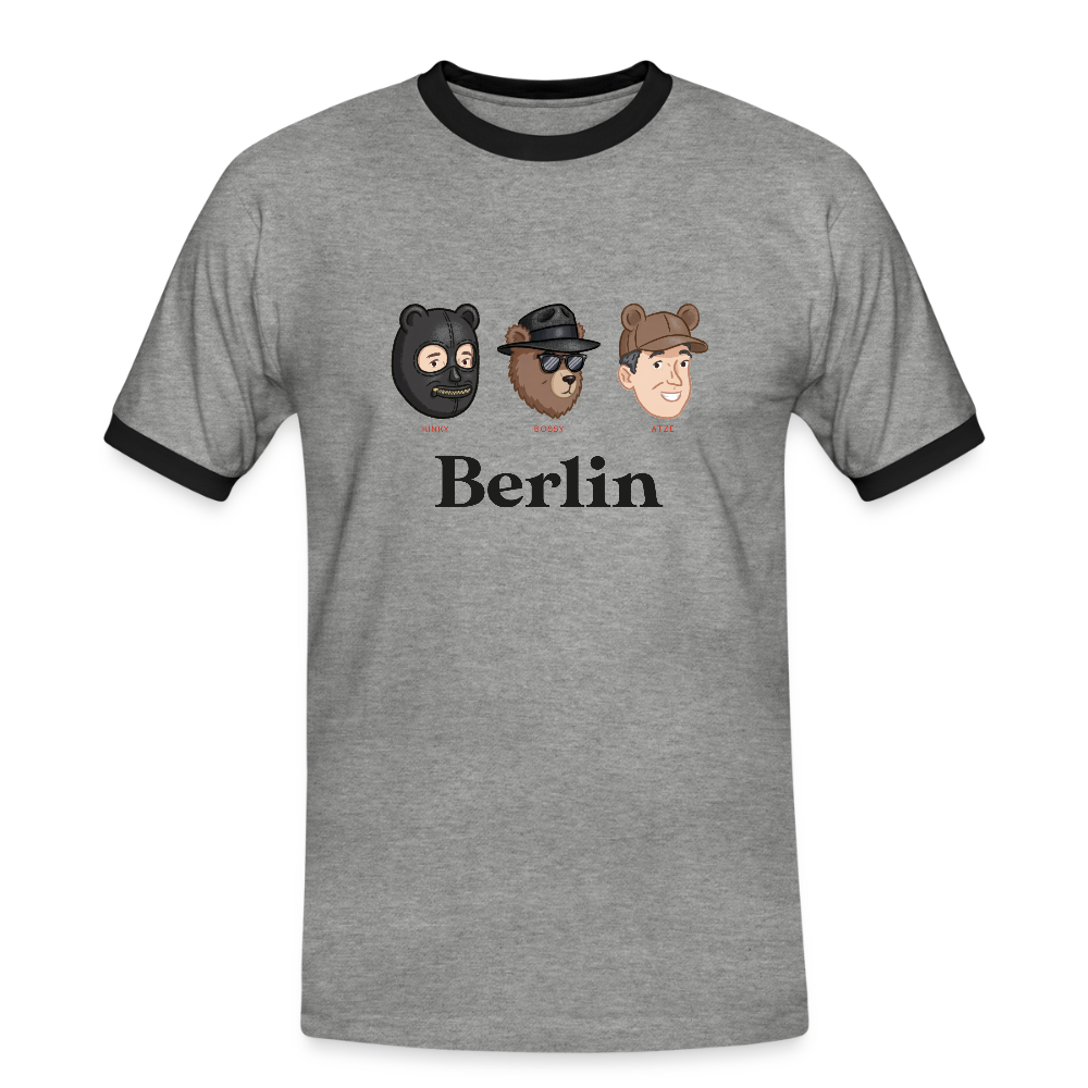 Männer Kontrast-T-Shirt - Grau meliert/Schwarz