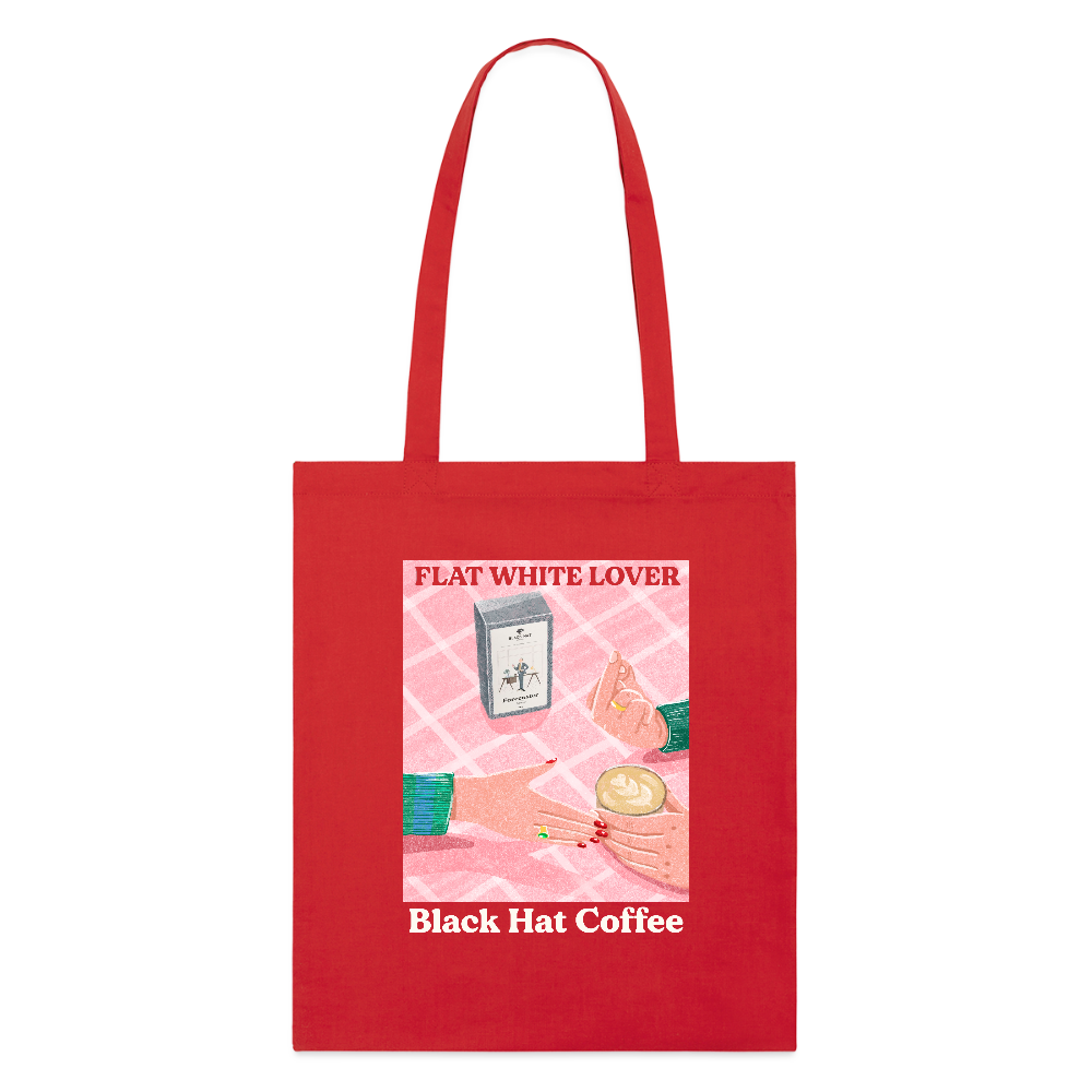 Flat White Lover Tote Bag Organic - red