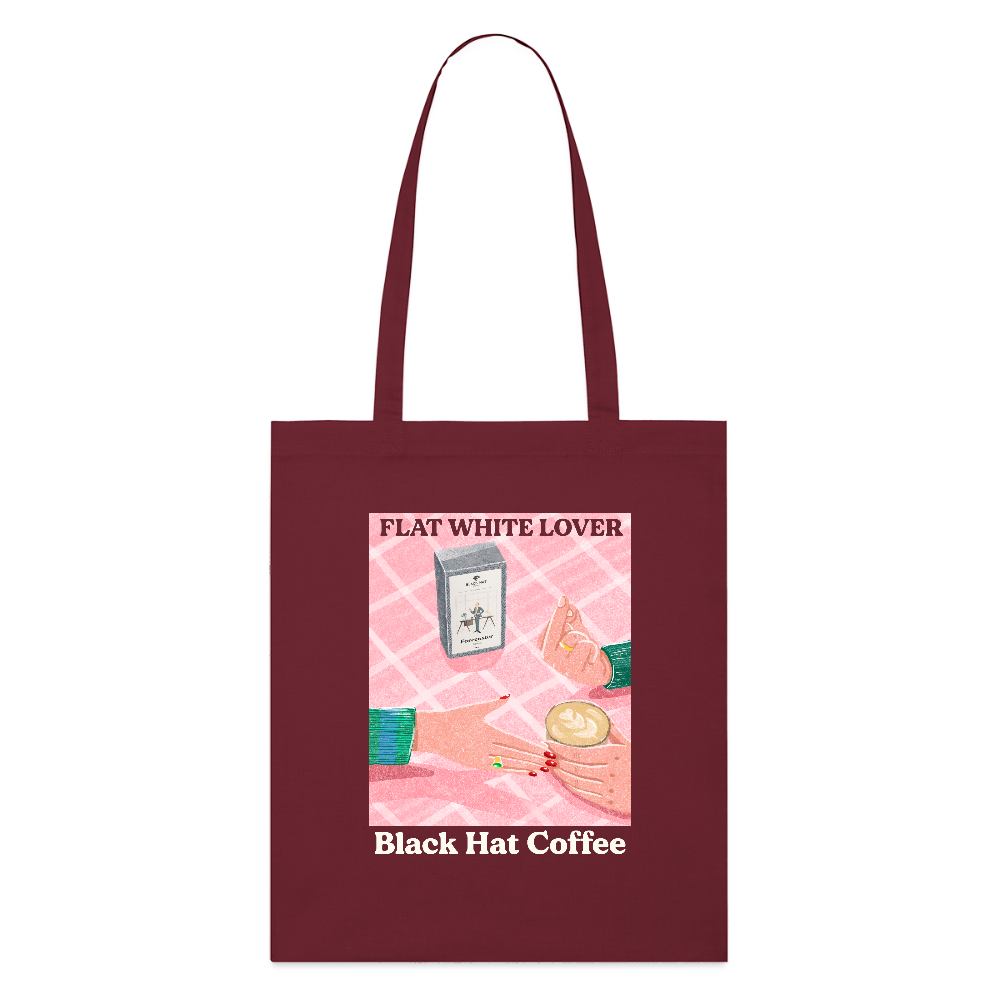 Flat White Lover Tote Bag Organic - burgundy