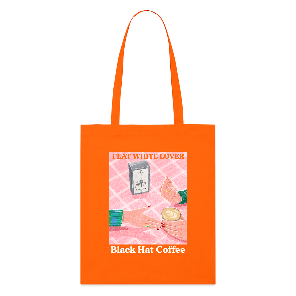 Flat White Lover Tote Bag Organic - bright orange