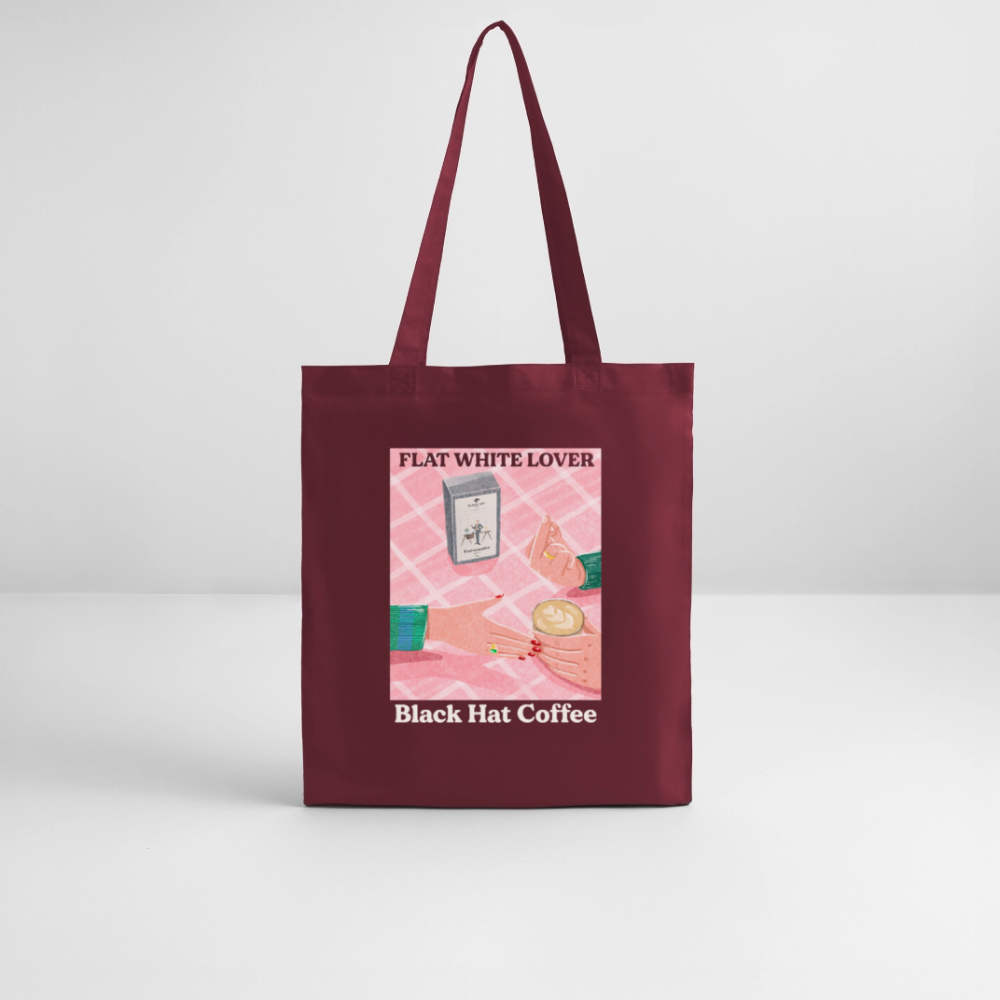 Flat White Lover Tote Bag Organic - burgundy