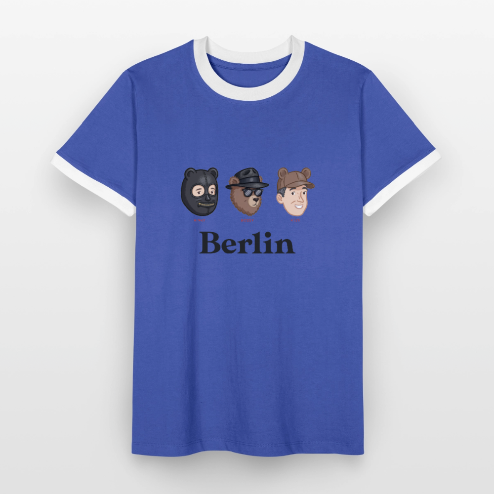Männer Kontrast-T-Shirt - Blau/Weiß