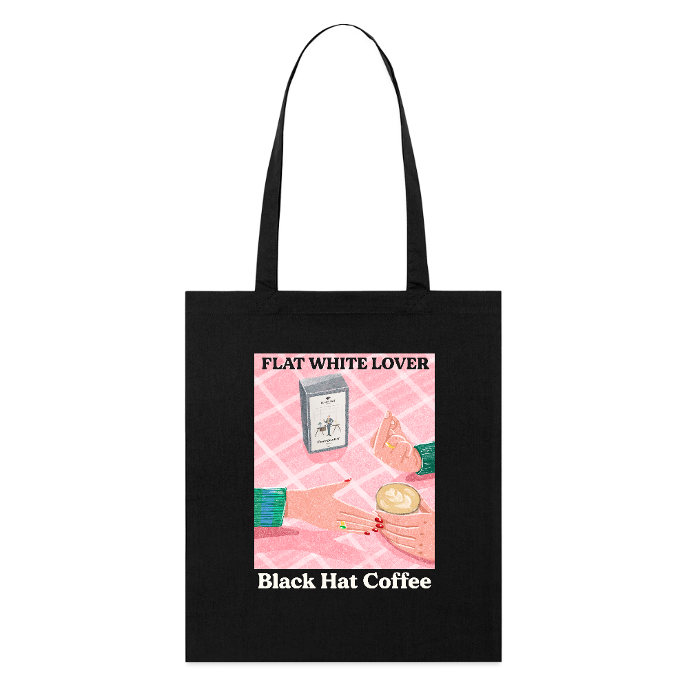 Flat White Lover Tote Bag Organic - black