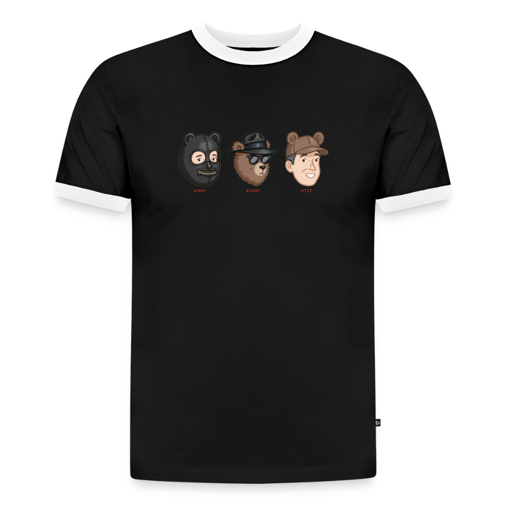 Berlin V2 Slim Fit Männer Organic Contrast T-Shirt - Schwarz/Weiß