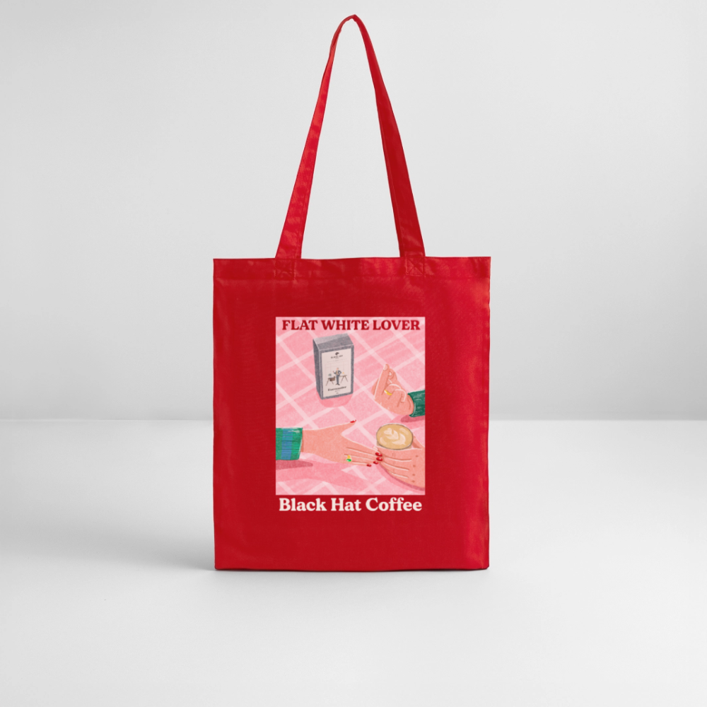 Flat White Lover Tote Bag Organic - red