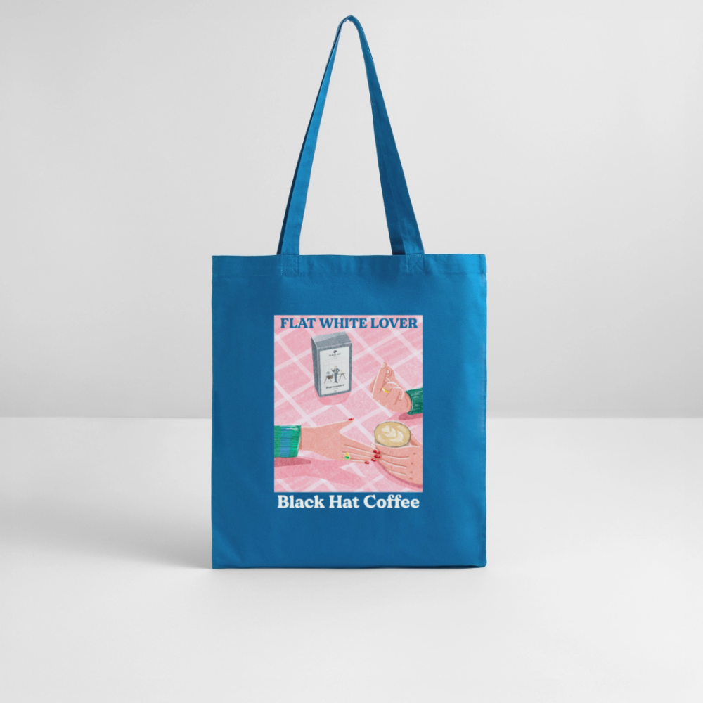 Flat White Lover Tote Bag Organic - royal blue