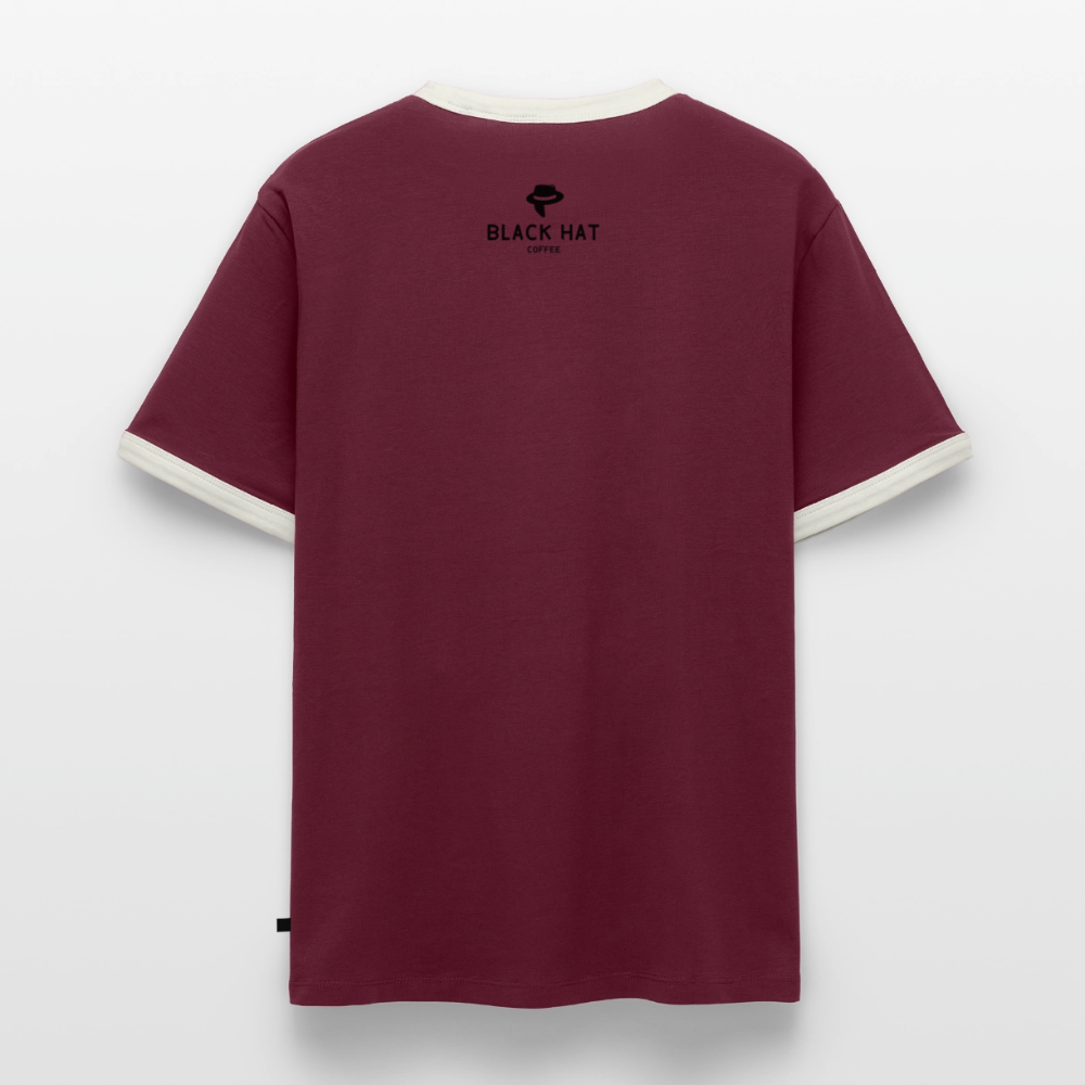 Berlin V2 Slim Fit Männer Organic Contrast T-Shirt - Burgunderrot/Off-White