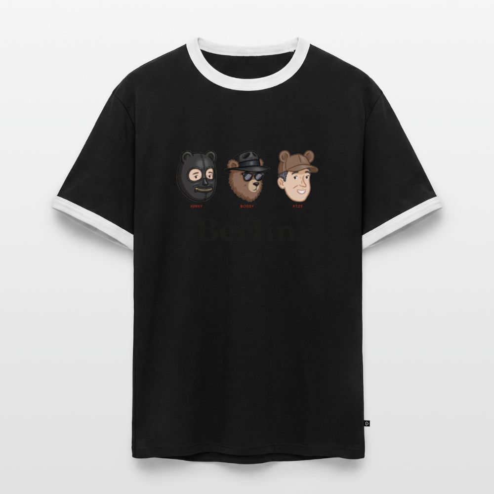 Berlin V2 Slim Fit Männer Organic Contrast T-Shirt - Schwarz/Weiß