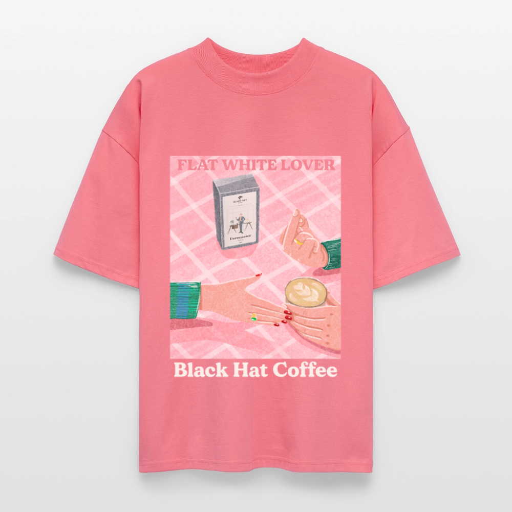 Flat White Lover Oversized T Shirt Unisex - Pink 