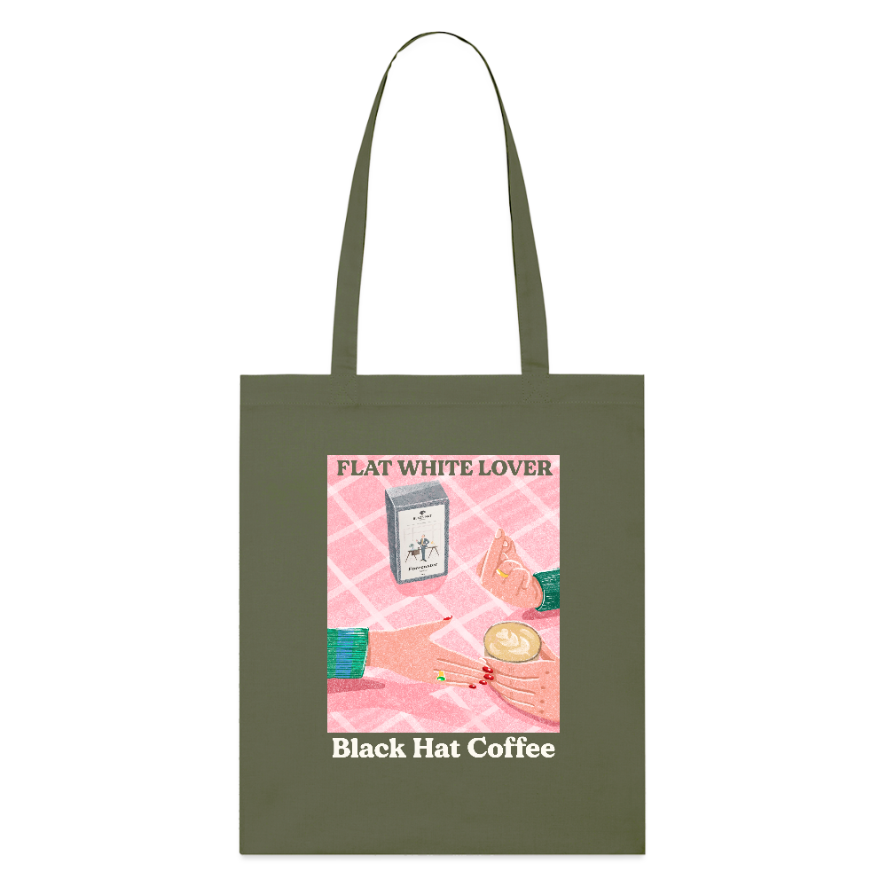 Flat White Lover Tote Bag Organic - khaki