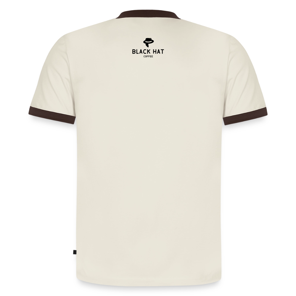 Berlin V2 Slim Fit Männer Organic Contrast T-Shirt - Off-White/Dunkelbraun