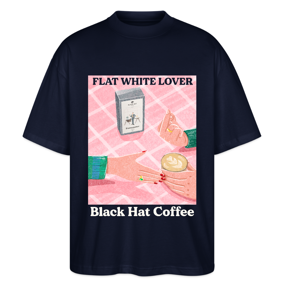 Flat White Lover Oversized T Shirt Unisex - Navy