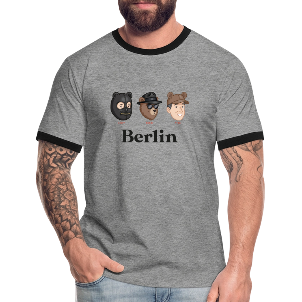 Männer Kontrast-T-Shirt - Grau meliert/Schwarz