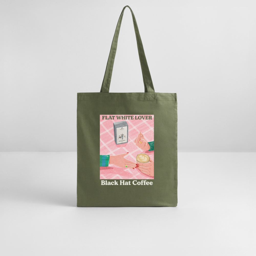 Flat White Lover Tote Bag Organic - khaki